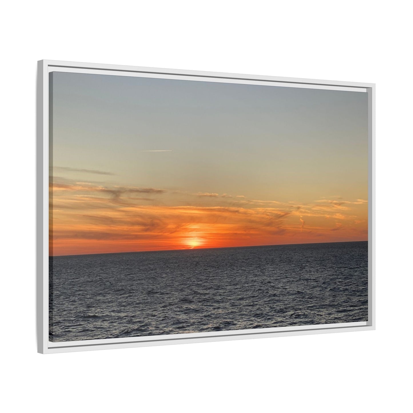 Ocean Sunset Canvas Wall Art – Fiery Horizon Photography Print | Tranquil Seascape for Home Decor – 60" x 40" (Horizontal) Canvas for art for office (57 view)