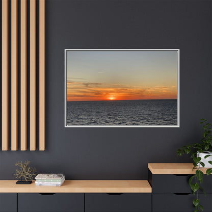 Ocean Sunset Canvas Wall Art – Fiery Horizon Photography Print | Tranquil Seascape for Home Decor – 60" x 40" (Horizontal) Canvas for art for office (65 view)