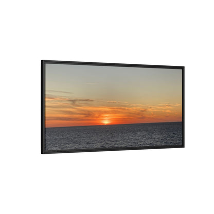 Ocean Sunset Canvas Wall Art – Fiery Horizon Photography Print | Tranquil Seascape for Home Decor – 18″ x 12″ (Horizontal) Canvas for art for office (111 view)