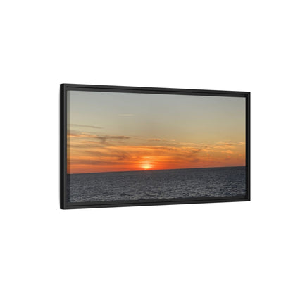 Ocean Sunset Canvas Wall Art – Fiery Horizon Photography Print | Tranquil Seascape for Home Decor – 18″ x 12″ (Horizontal) Canvas for art for office (135 view)
