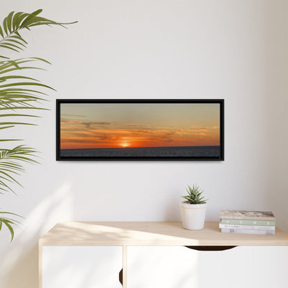 Ocean Sunset Canvas Wall Art – Fiery Horizon Photography Print | Tranquil Seascape for Home Decor – 18″ x 12″ (Horizontal) Canvas for art for office (94 view)