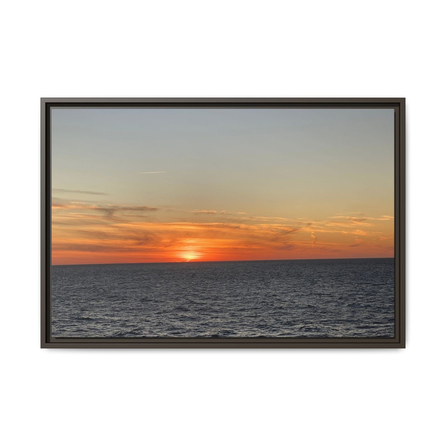 Ocean Sunset Canvas Wall Art – Fiery Horizon Photography Print | Tranquil Seascape for Home Decor – 30″ x 20″ (Horizontal) Canvas for art for office (4 view)