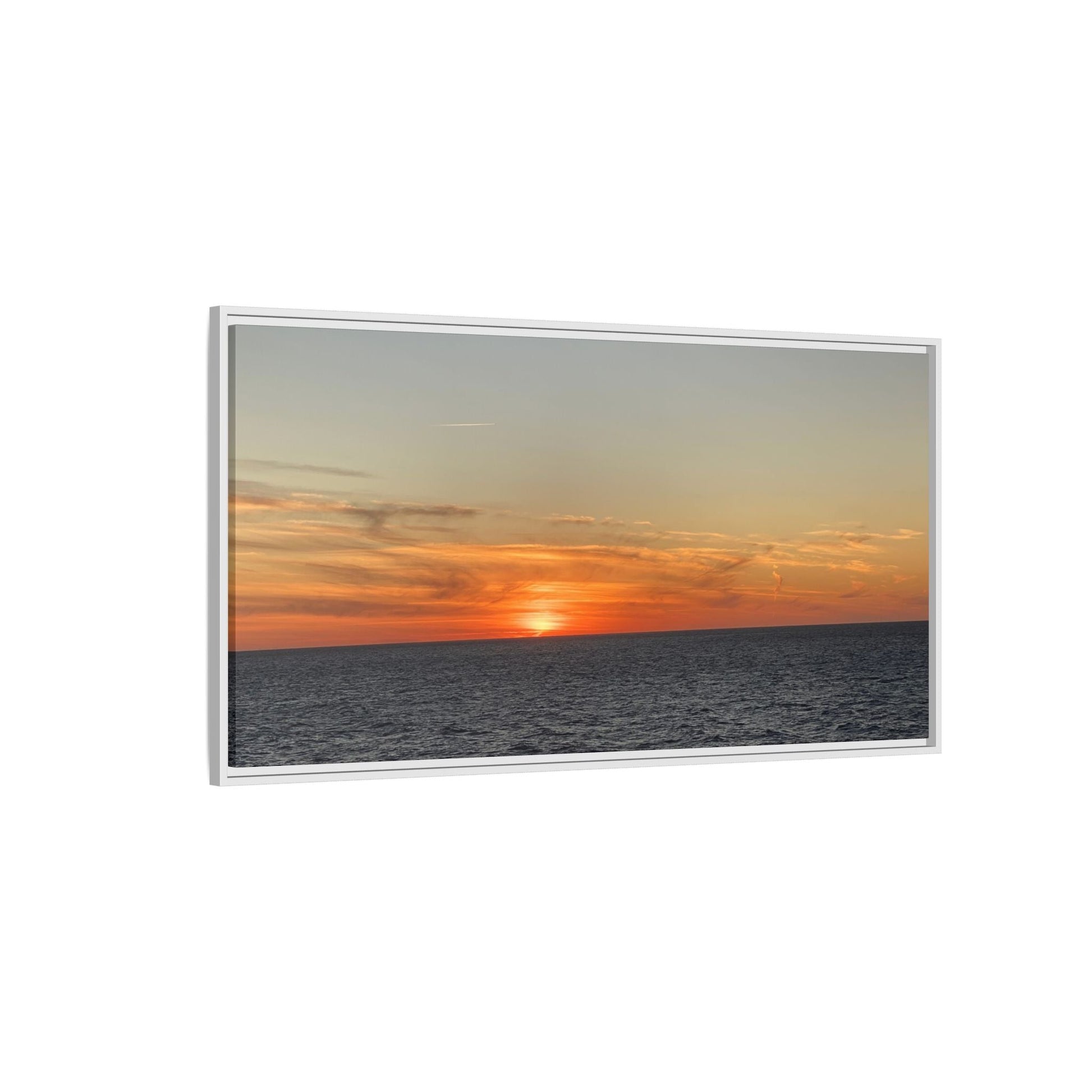 Ocean Sunset Canvas Wall Art – Fiery Horizon Photography Print | Tranquil Seascape for Home Decor – 18″ x 12″ (Horizontal) Canvas for art for office (117 view)