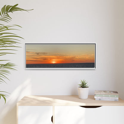 Ocean Sunset Canvas Wall Art – Fiery Horizon Photography Print | Tranquil Seascape for Home Decor – 18″ x 12″ (Horizontal) Canvas for art for office (100 view)