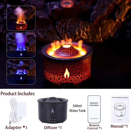 Oil Diffuser - Volcanic Flame | Humidifiers – Black With remote 360ml electrioncs for adjustabletimer (2 view)