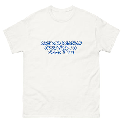 One Bad Decision Tee – Retro Party Vibes Blue | Bold Graphic Shirt – White T-Shirt for Lizard Designs (21 view)