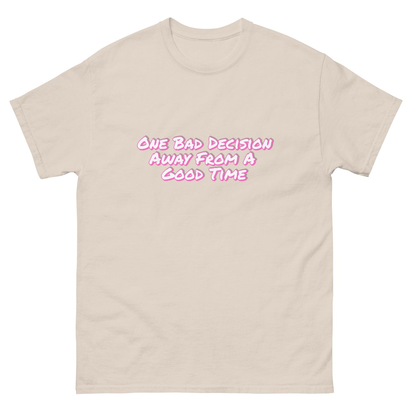 One Bad Decision Tee – Retro Party Vibes in Pink | Bold Graphic Shirt – Natural T-Shirt for Lizard Designs (23 view)