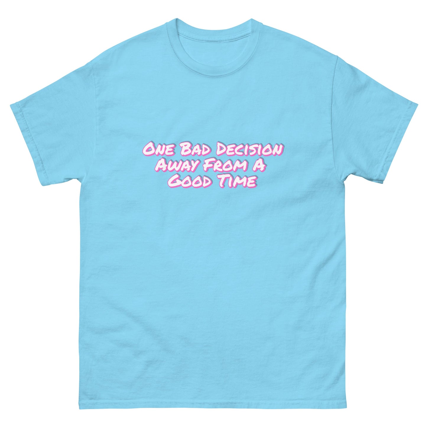 One Bad Decision Tee – Retro Party Vibes in Pink | Bold Graphic Shirt – Sky T-Shirt for Lizard Designs (21 view)