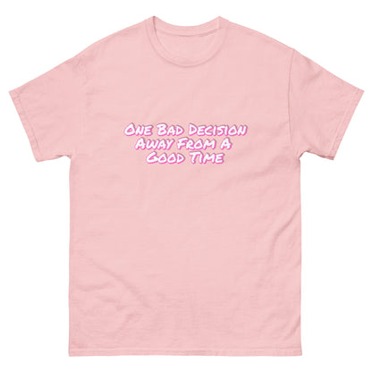 One Bad Decision Tee – Retro Party Vibes in Pink | Bold Graphic Shirt – Light Pink T-Shirt for Lizard Designs (25 view)