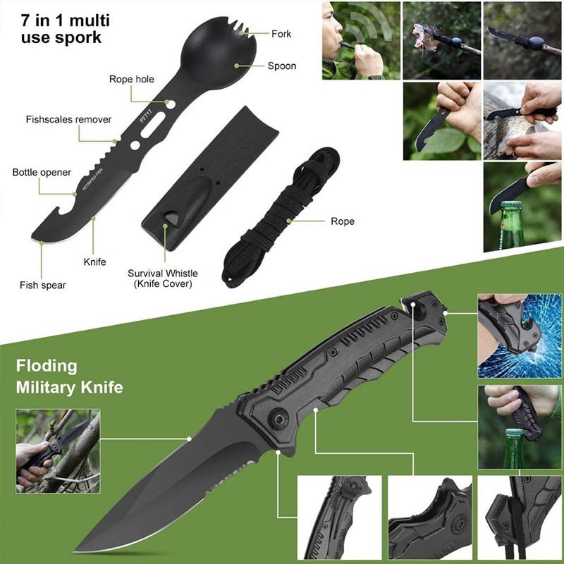 Outdoor Survival Kit – Compact Emergency Preparedness Box with 13 Tools | Camping & Disaster Ready – Black Survival Kit for camping tools (5 view)
