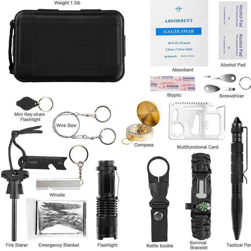 Outdoor Survival Kit – Compact Emergency Preparedness Box with 13 Tools | Camping & Disaster Ready – Black Survival Kit for camping tools (10 view)