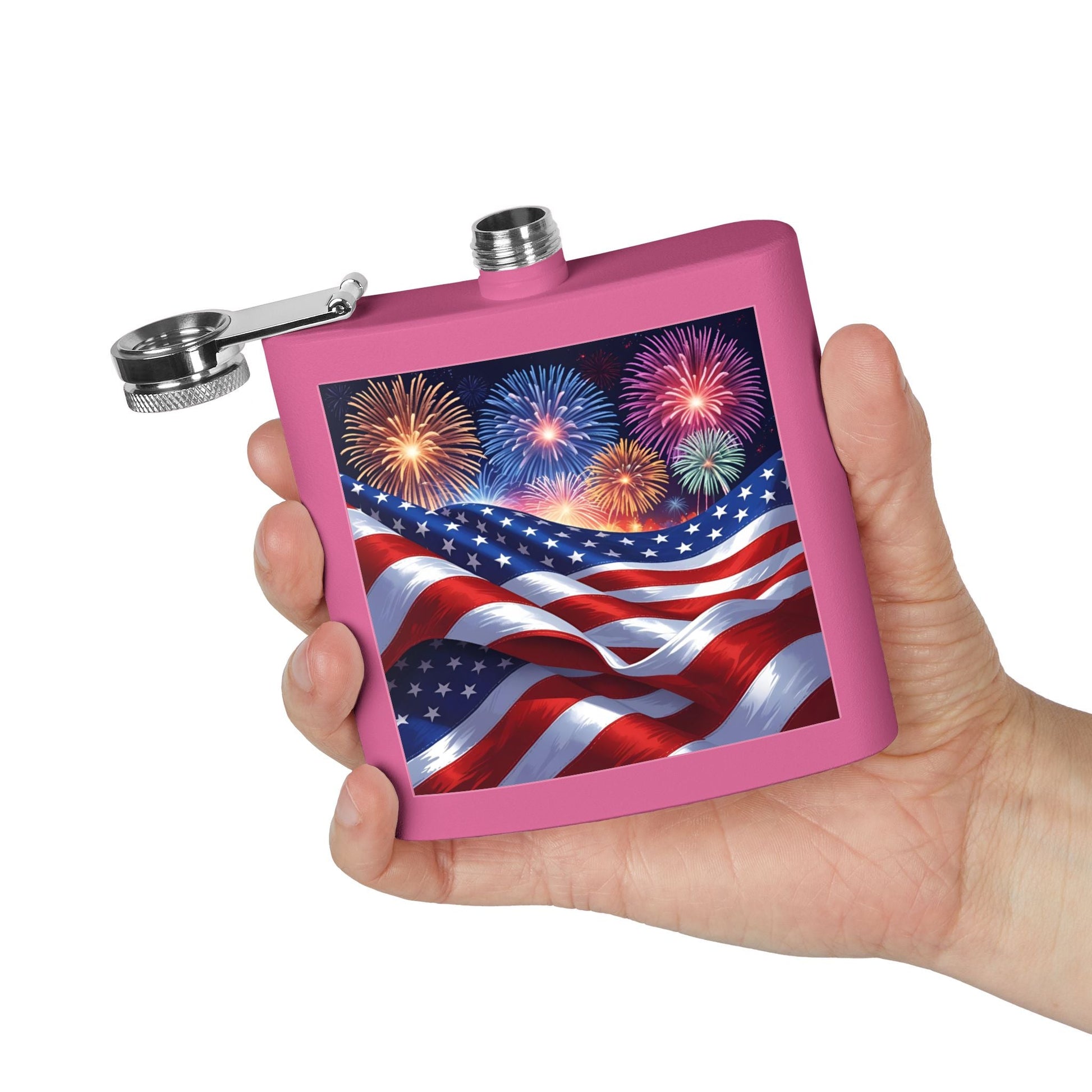 Patriotic Stainless Steel Flask | 4th of July Gift | American Flag Design | Tailgating Accessory | Military Tribute – 6oz Mug for American Flag Flask (36 view)
