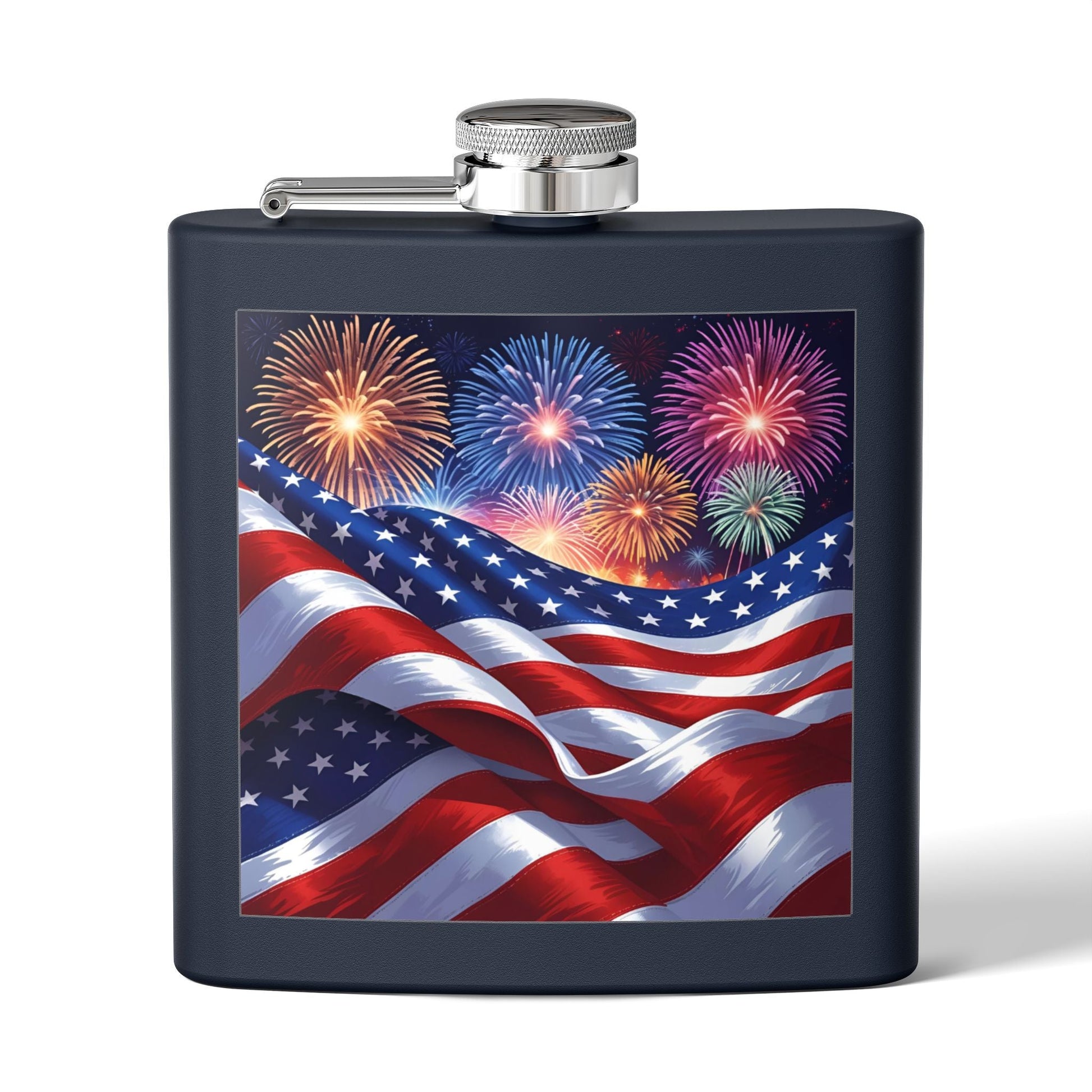 Patriotic Stainless Steel Flask | 4th of July Gift | American Flag Design | Tailgating Accessory | Military Tribute – 6oz Mug for American Flag Flask (7 view)