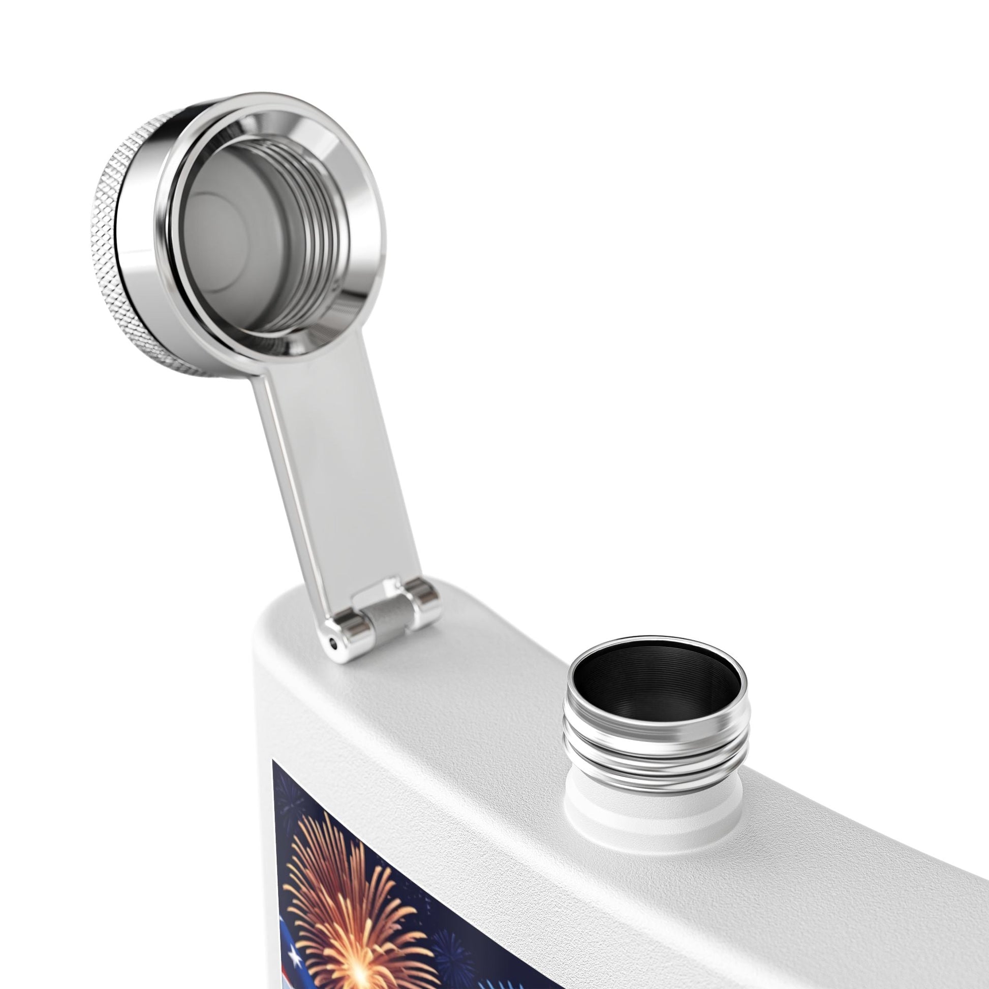 Patriotic Stainless Steel Flask | 4th of July Gift | American Flag Design | Tailgating Accessory | Military Tribute – 6oz Mug for American Flag Flask (11 view)