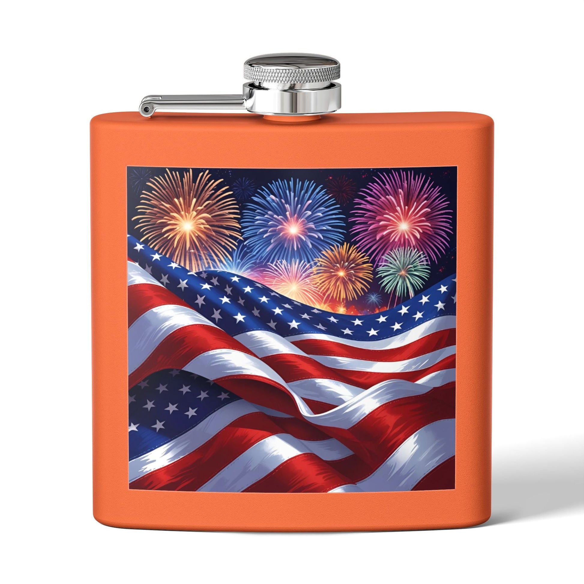 Patriotic Stainless Steel Flask | 4th of July Gift | American Flag Design | Tailgating Accessory | Military Tribute – 6oz Mug for American Flag Flask (3 view)