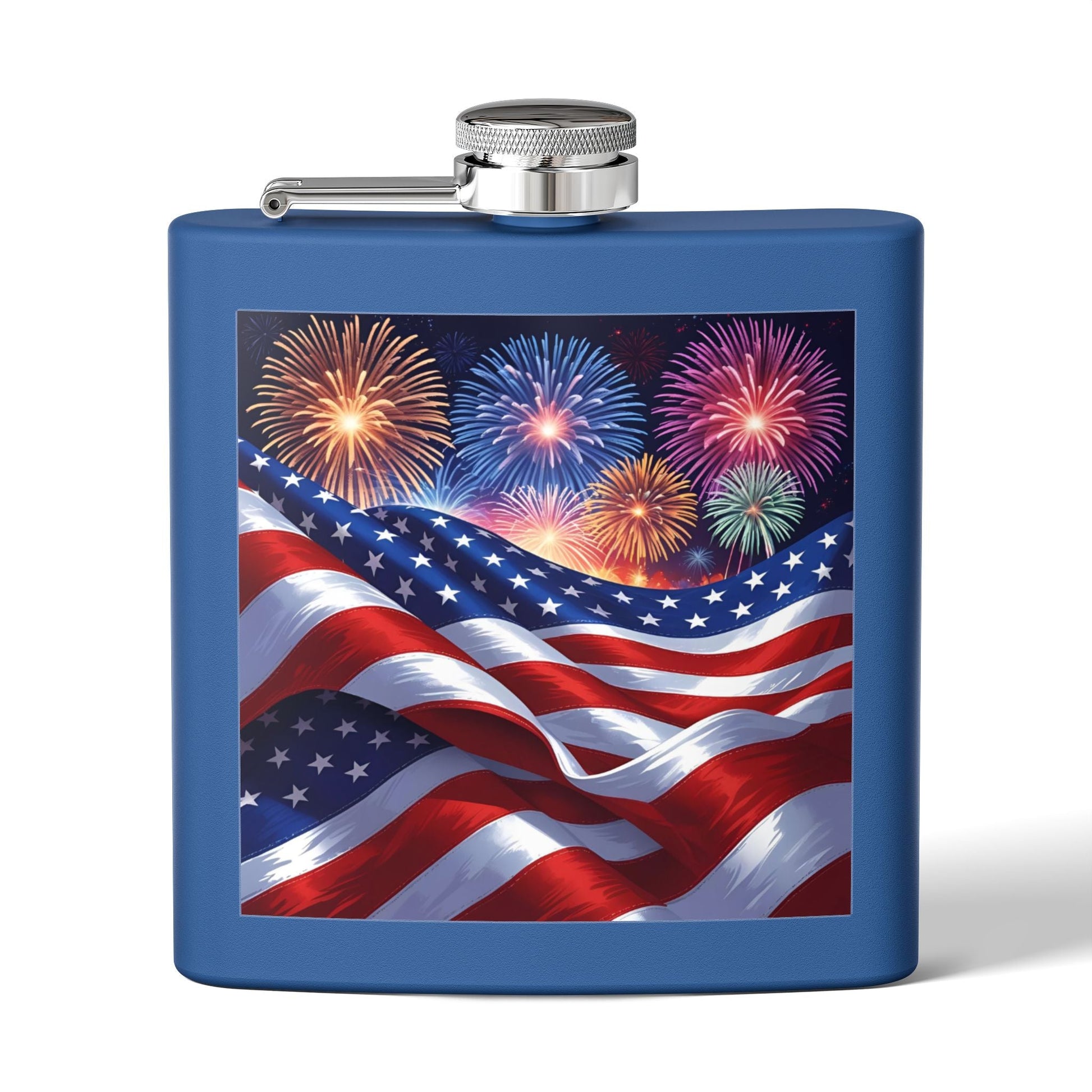 Patriotic Stainless Steel Flask | 4th of July Gift | American Flag Design | Tailgating Accessory | Military Tribute – 6oz Mug for American Flag Flask (6 view)