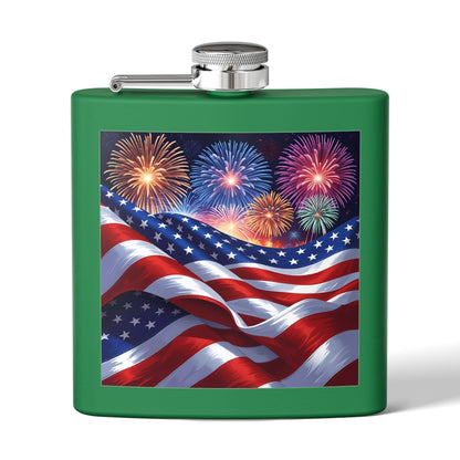 Patriotic Stainless Steel Flask | 4th of July Gift | American Flag Design | Tailgating Accessory | Military Tribute – 6oz Mug for American Flag Flask (4 view)