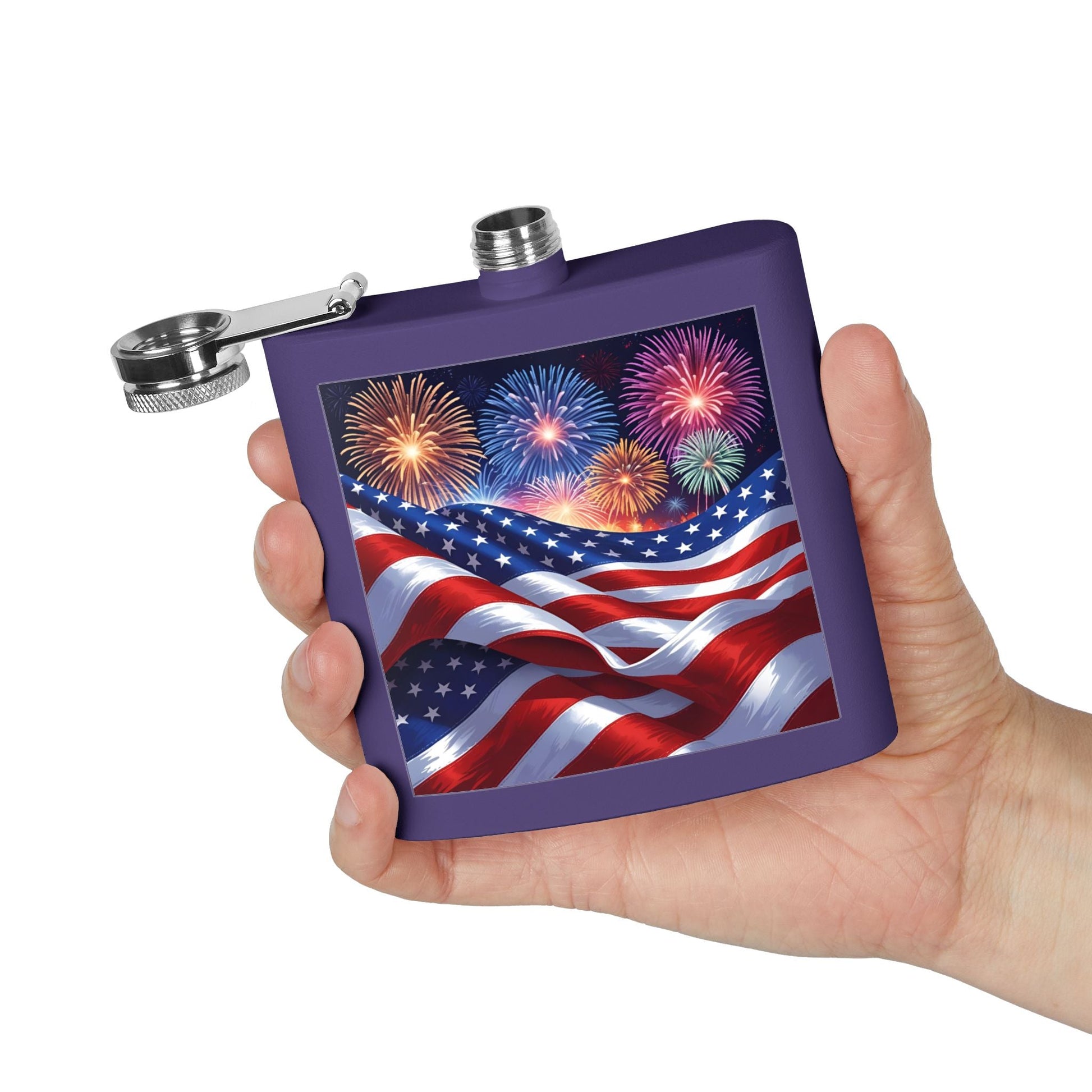 Patriotic Stainless Steel Flask | 4th of July Gift | American Flag Design | Tailgating Accessory | Military Tribute – 6oz Mug for American Flag Flask (33 view)