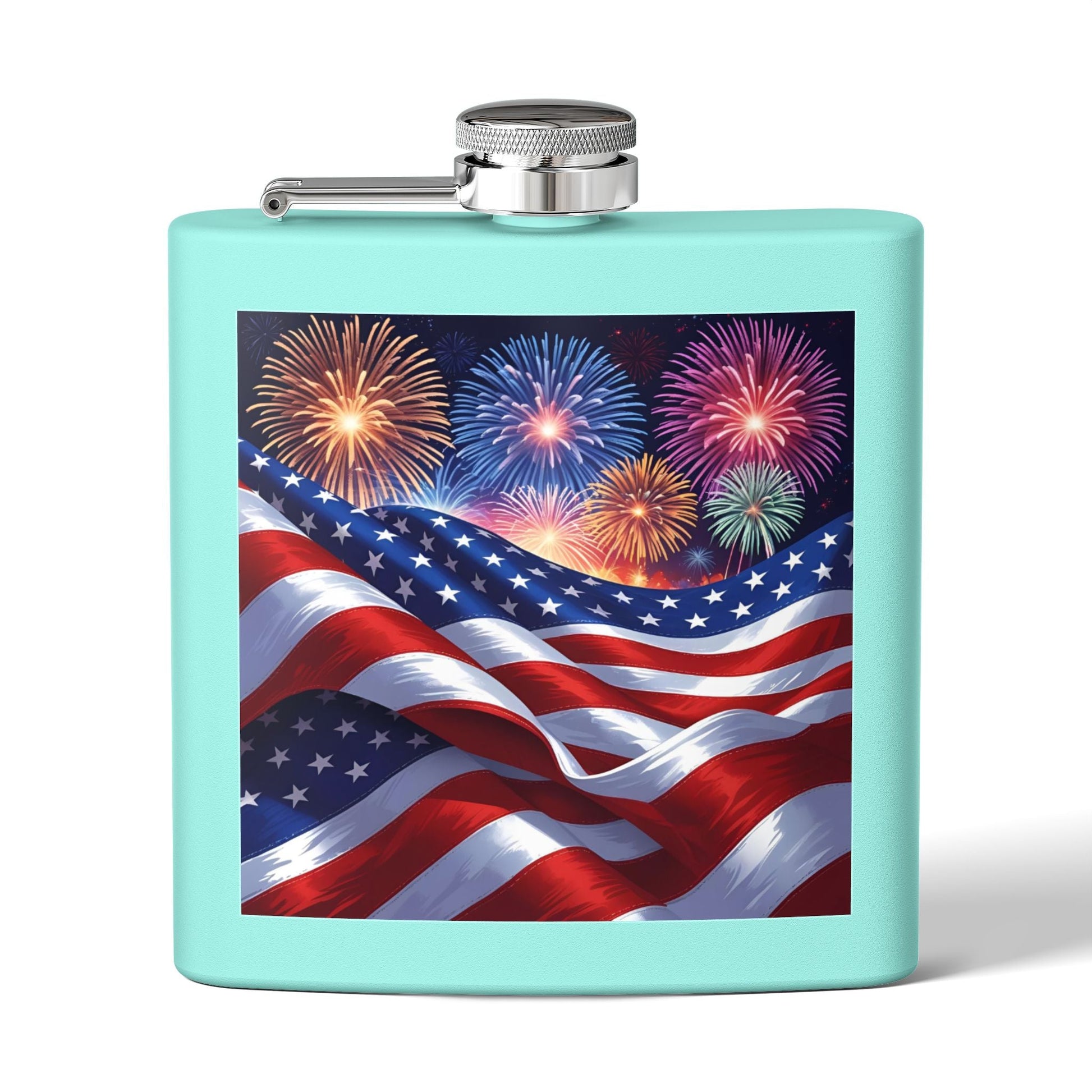 Patriotic Stainless Steel Flask | 4th of July Gift | American Flag Design | Tailgating Accessory | Military Tribute – 6oz Mug for American Flag Flask (5 view)