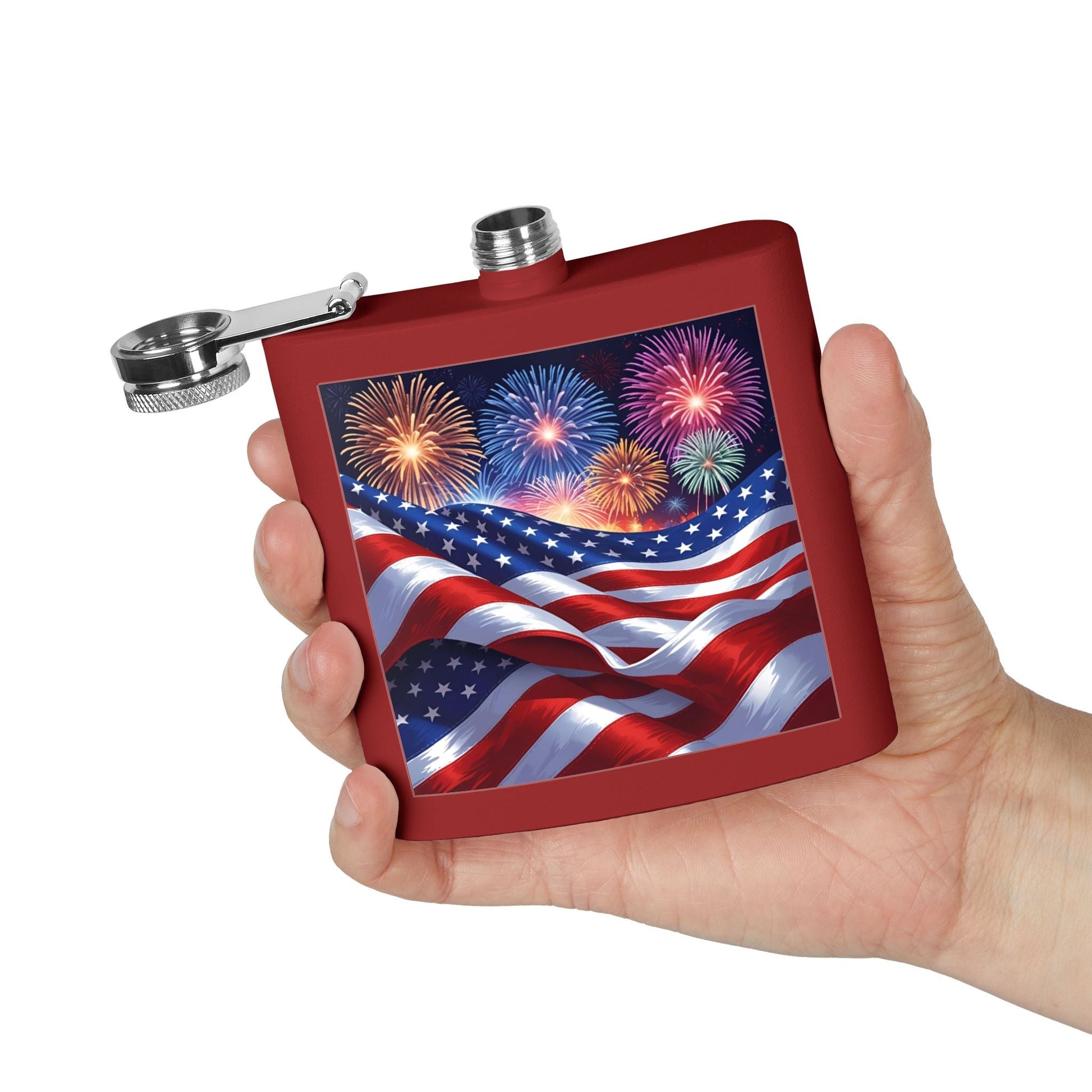 Patriotic Stainless Steel Flask | 4th of July Gift | American Flag Design | Tailgating Accessory | Military Tribute – 6oz Mug for American Flag Flask (15 view)