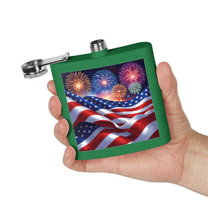 Patriotic 6oz Stainless Steel Flask – American Flag Design, Great for 4th of July, Tailgating, or Military Tribute
