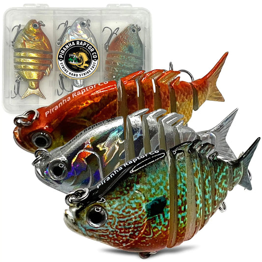 Piranha Raptor Fishing Lure – 6 - Segment Swimbait for Bass, Trout & Walleye | Topwater + Saltwater – C - 2.5" / 0.33oz Fishing Gear for compact fishing lure (2 view)