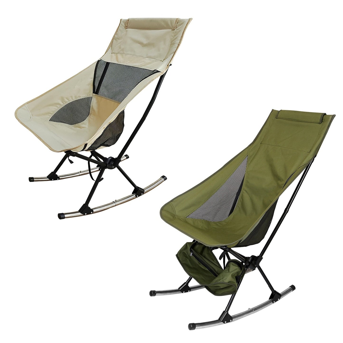 Portable Camping Rocking Chair (198 lb Capacity) – High - Back, Foldable, Carry Bag Included – Beige Camping Gear for Camping Furniture (5 view)