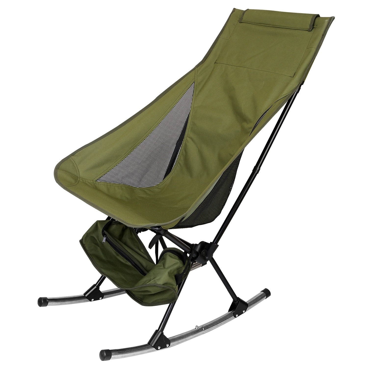 Portable Camping Rocking Chair (198 lb Capacity) – High - Back, Foldable, Carry Bag Included – Green Camping Gear for Camping Furniture (12 view)
