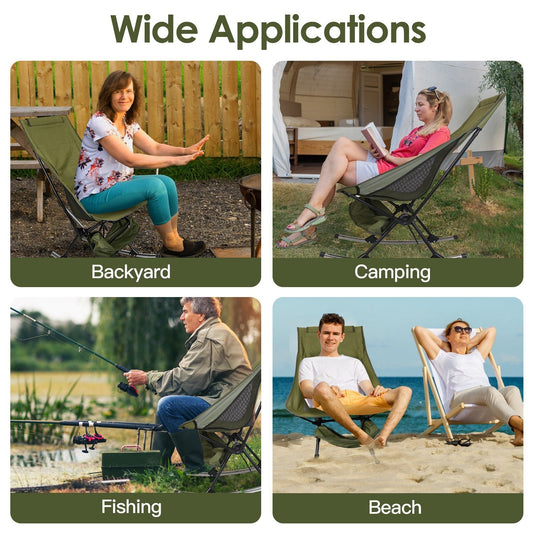 Portable Camping Rocking Chair (198 lb Capacity) – High - Back, Foldable, Carry Bag Included – Beige Camping Gear for Camping Furniture (2 view)