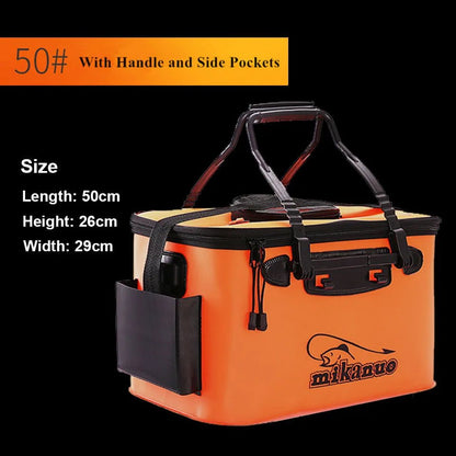 Portable EVA Collapsible Fishing Bucket – Live Fish Bag & Camping Water Container | Tackle Storage – 50 Orange Fishing Gear for Bait Bucket (16 view)