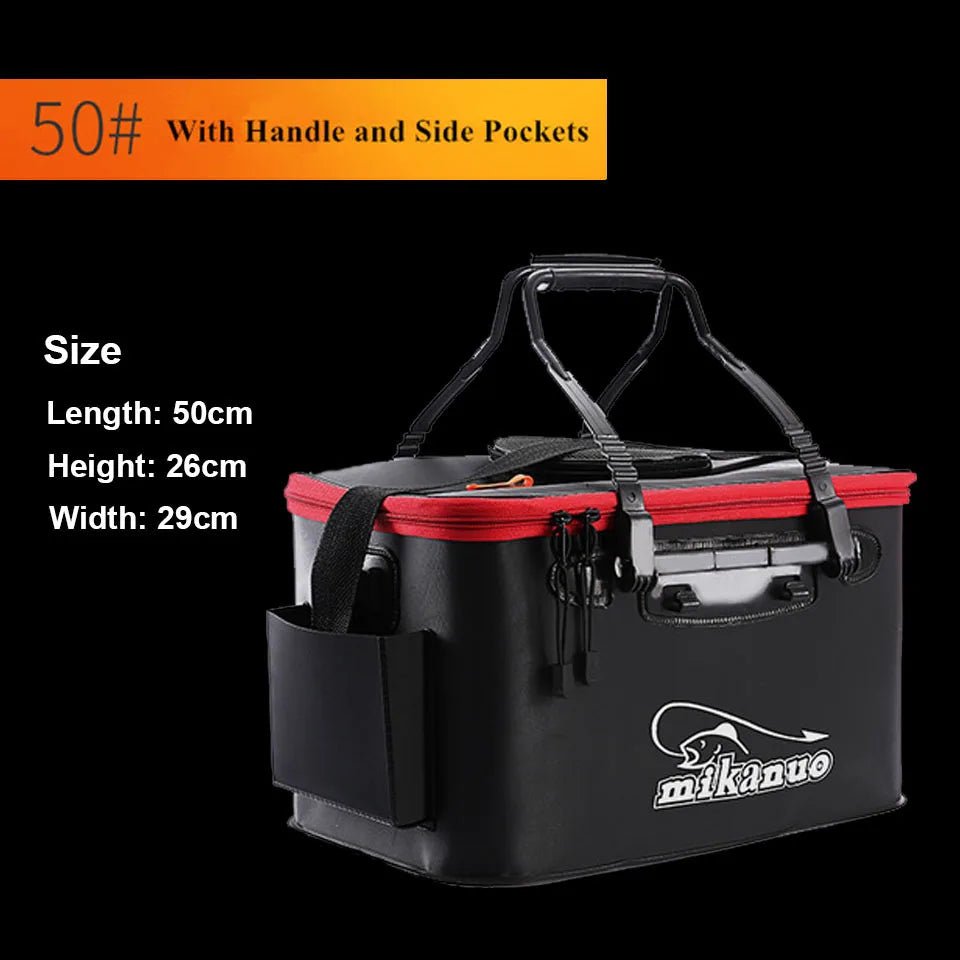 Portable EVA Collapsible Fishing Bucket – Live Fish Bag & Camping Water Container | Tackle Storage – 50 Black Fishing Gear for Bait Bucket (11 view)