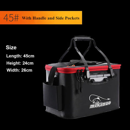 Portable EVA Collapsible Fishing Bucket – Live Fish Bag & Camping Water Container | Tackle Storage – 45 Black Fishing Gear for Bait Bucket (10 view)