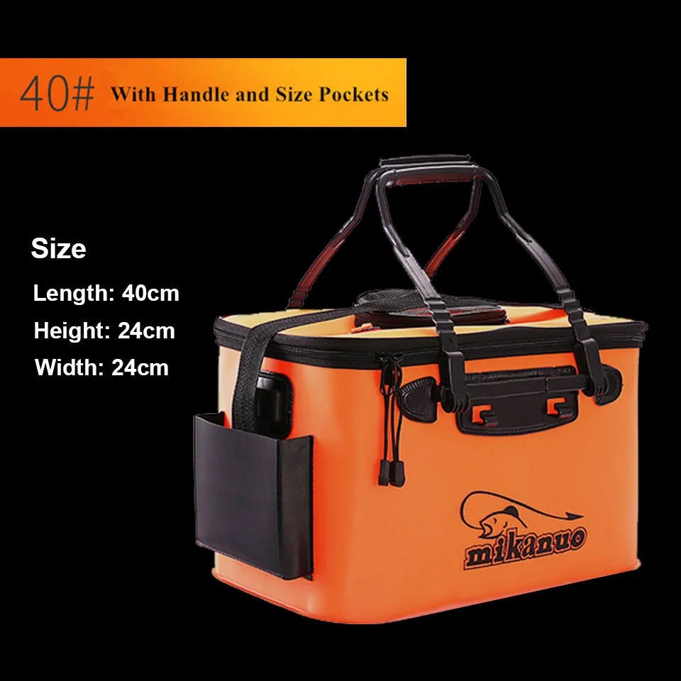 Portable EVA Collapsible Fishing Bucket – Live Fish Bag & Camping Water Container | Tackle Storage – 40 Orange Fishing Gear for Bait Bucket (14 view)