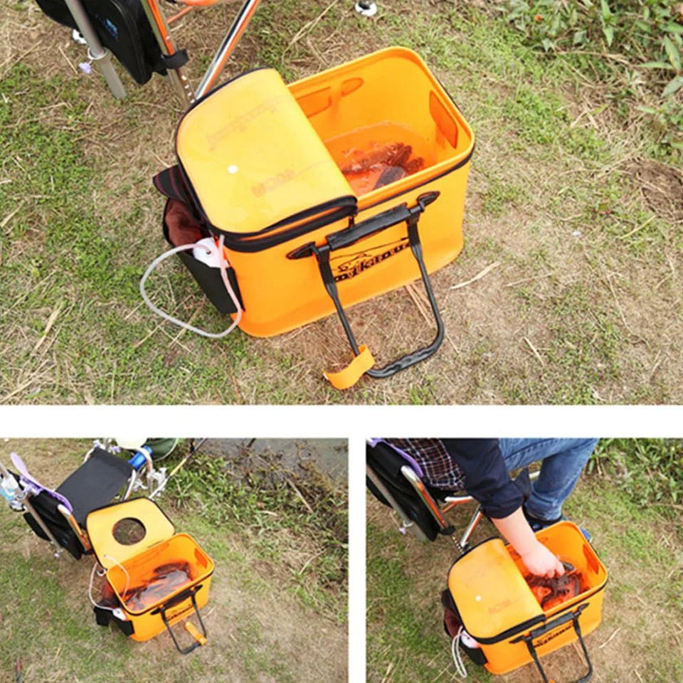 Portable EVA Collapsible Fishing Bucket – Live Fish Bag & Camping Water Container | Tackle Storage – 30 Black No Handle Fishing Gear for Bait Bucket (6 view)