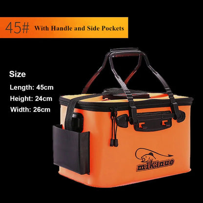 Portable EVA Collapsible Fishing Bucket – Live Fish Bag & Camping Water Container | Tackle Storage – 45 Orange Fishing Gear for Bait Bucket (15 view)