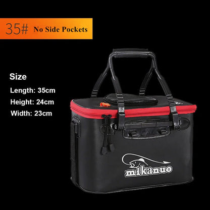 Portable EVA Collapsible Fishing Bucket – Live Fish Bag & Camping Water Container | Tackle Storage – 35 Black No Handle Fishing Gear for Bait Bucket (8 view)