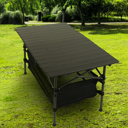Portable Folding Camping Table – Lightweight Aluminum Roll - Up Picnic Desk with Carry Bag | Outdoor & BBQ – Black Camping Table for aluminum table (6 view)