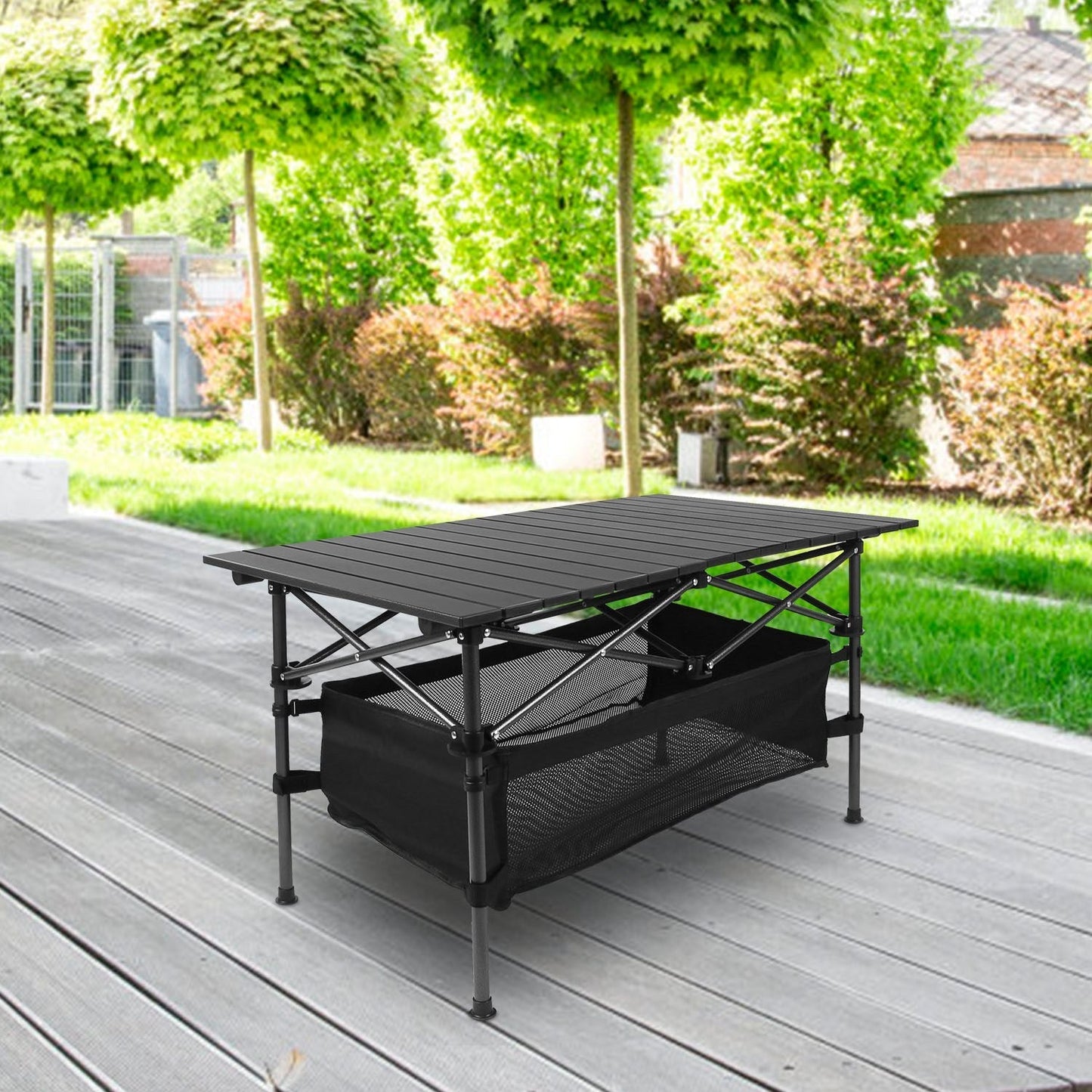 Portable Folding Camping Table – Lightweight Aluminum Roll - Up Picnic Desk with Carry Bag | Outdoor & BBQ – Black Camping Table for aluminum table (7 view)
