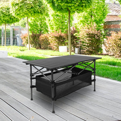 Portable Folding Camping Table – Lightweight Aluminum Roll - Up Picnic Desk with Carry Bag | Outdoor & BBQ – Black Camping Table for aluminum table (7 view)