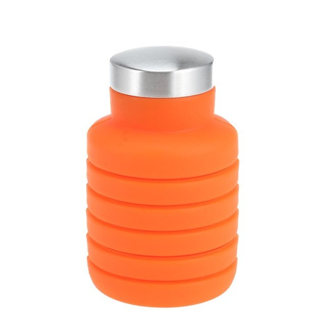 Portable Silicone Folding Water Bottle – Retractable Collapsible Travel Bottle with Lid | Outdoor Gear – Orange Camping Gear for Collapsible Bottle (7 view)
