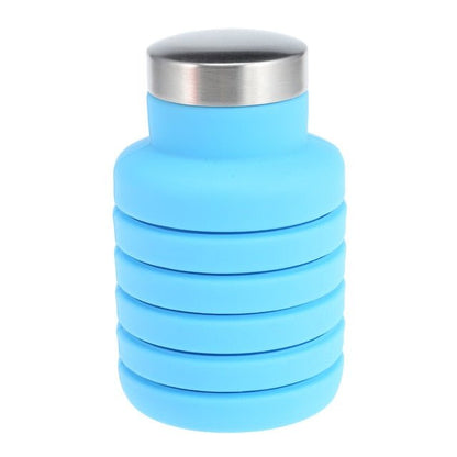Portable Silicone Folding Water Bottle – Retractable Collapsible Travel Bottle with Lid | Outdoor Gear – Sky Blue Camping Gear for Collapsible Bottle (8 view)