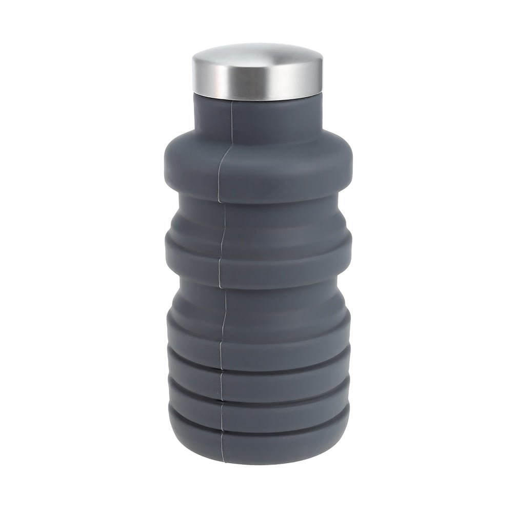 Portable Silicone Folding Water Bottle – Retractable Collapsible Travel Bottle with Lid | Outdoor Gear – Orange Camping Gear for Collapsible Bottle (4 view)