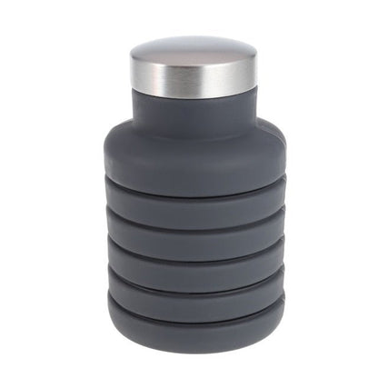 Portable Silicone Folding Water Bottle – Retractable Collapsible Travel Bottle with Lid | Outdoor Gear – Gray Camping Gear for Collapsible Bottle (9 view)