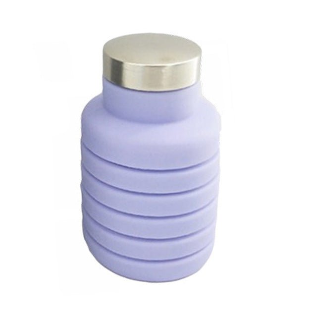 Portable Silicone Folding Water Bottle – Retractable Collapsible Travel Bottle with Lid | Outdoor Gear – Purple Camping Gear for Collapsible Bottle (10 view)