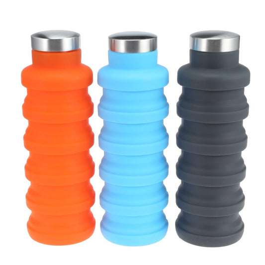 Portable Silicone Folding Water Bottle – Retractable Collapsible Travel Bottle with Lid | Outdoor Gear – Orange Camping Gear for Collapsible Bottle (2 view)