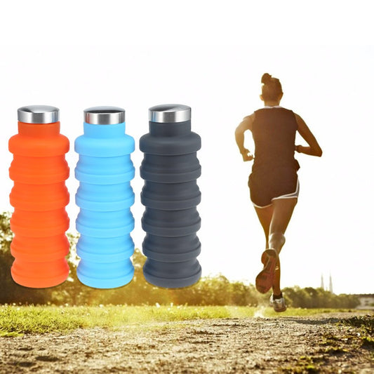 Portable Silicone Folding Water Bottle – Retractable Collapsible Travel Bottle with Lid | Outdoor Gear – Orange Camping Gear for Collapsible Bottle (1 view)