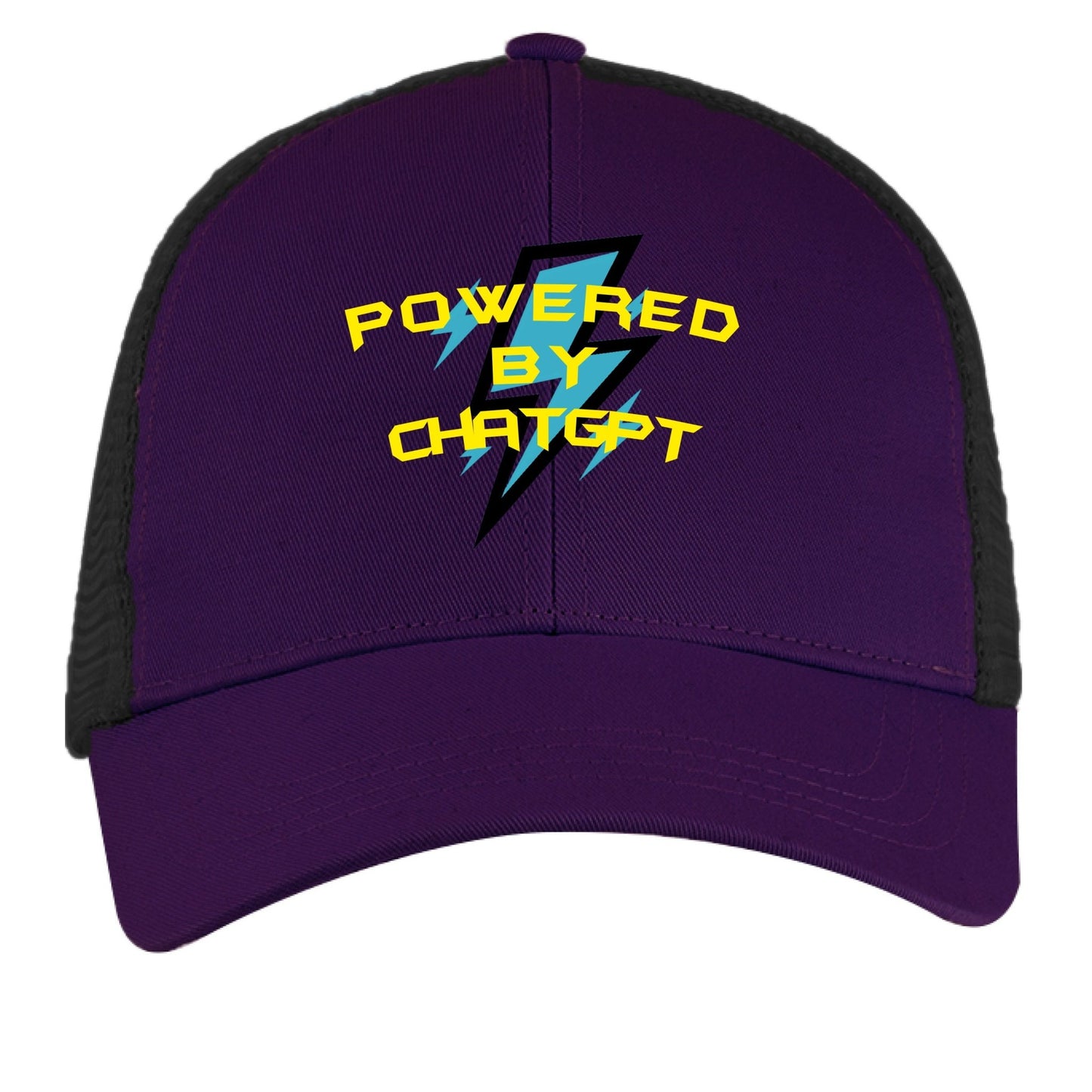 Powered by ChatGPT – AI Energy Hat for Creators & Hustlers | Clowns of E - Com Collection – BEETROOT/ BLACK Hats for AI Humor (11 view)