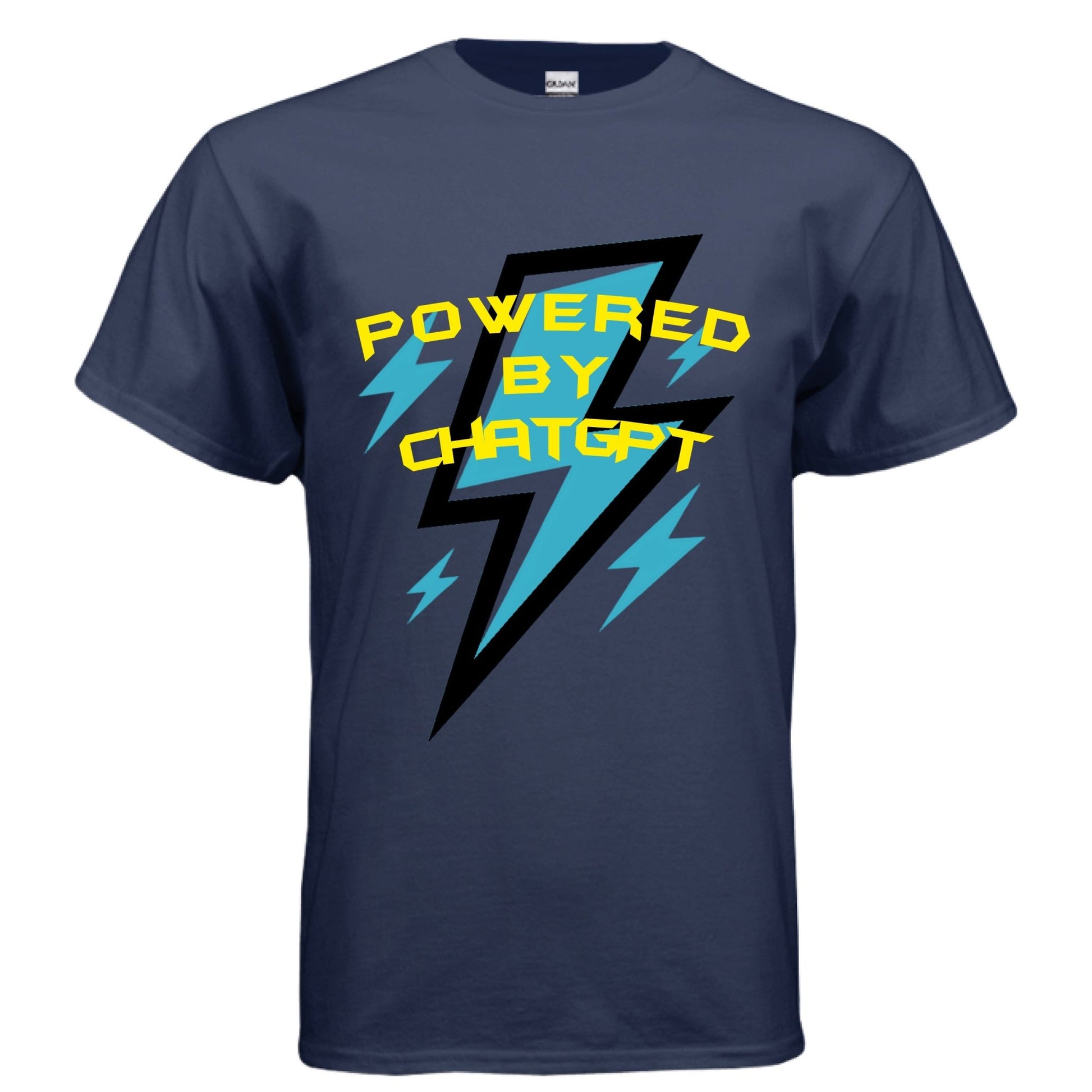 Powered by ChatGPT – AI Energy Tee for Creators & Hustlers | Clowns of E - Com Collection – METRO BLUE T-Shirt for AI Humor (4 view)