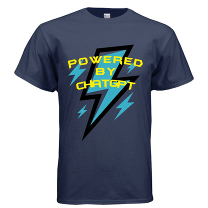 Powered by ChatGPT – AI Energy Tee for Creators & Hustlers | Clowns of E - Com Collection – METRO BLUE T-Shirt for AI Humor (4 view)