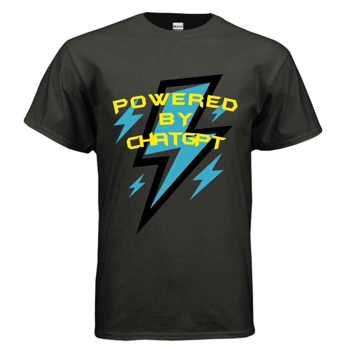 Powered by ChatGPT – AI Energy Tee for Creators & Hustlers | Clowns of E - Com Collection – BLACK T-Shirt for AI Humor (13 view)
